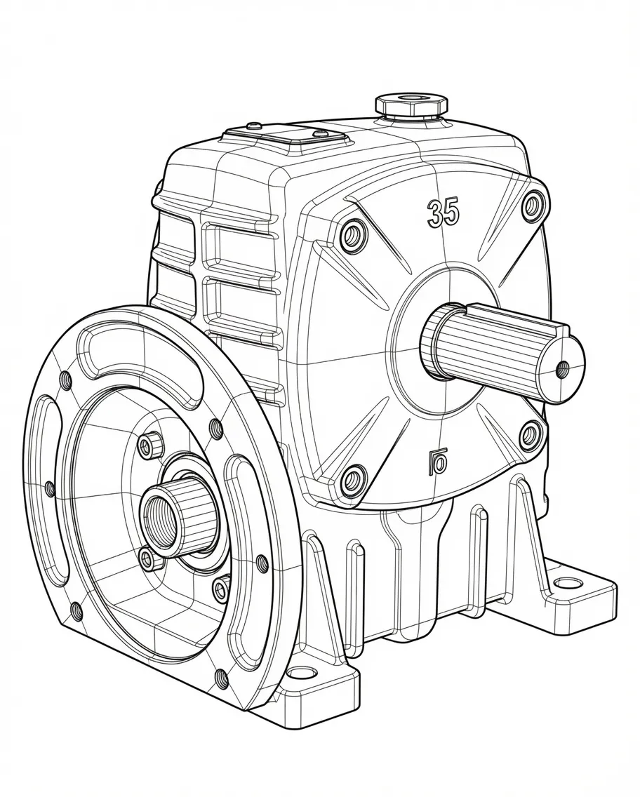 DA Series worm gear reducer dimensional drawing