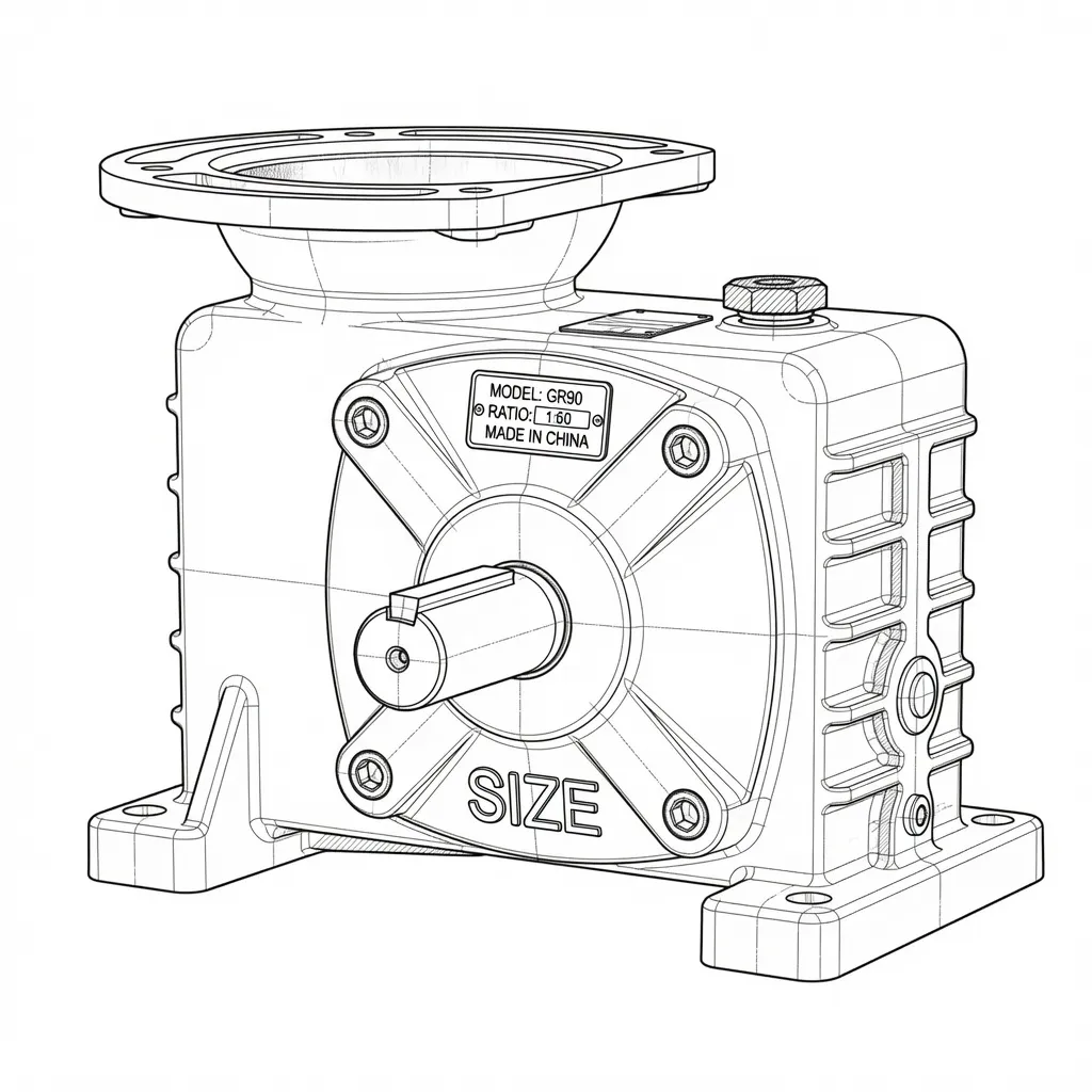 DZ Series dimensional drawing with vertical motor stack