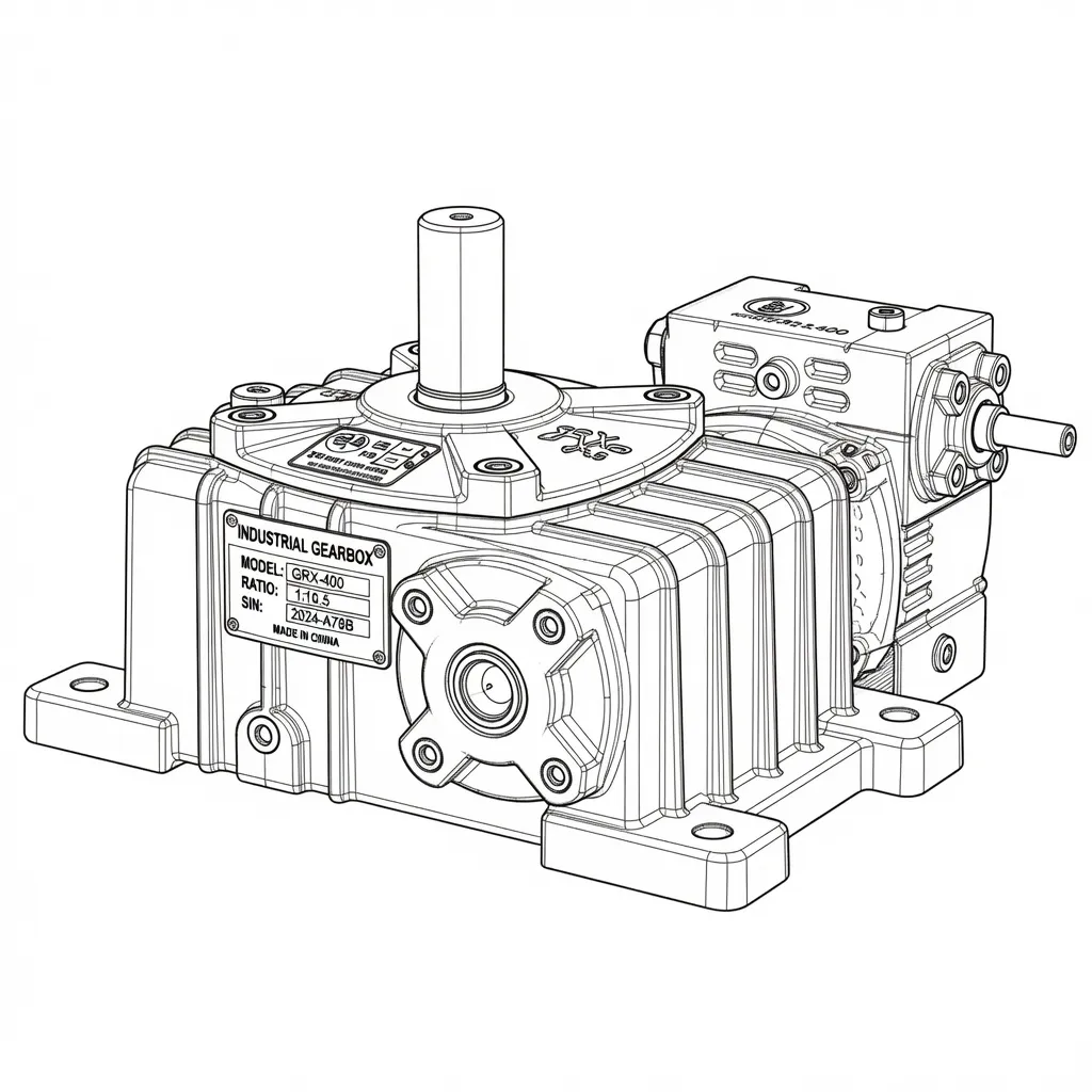EO Series dimensional drawing with vertical output