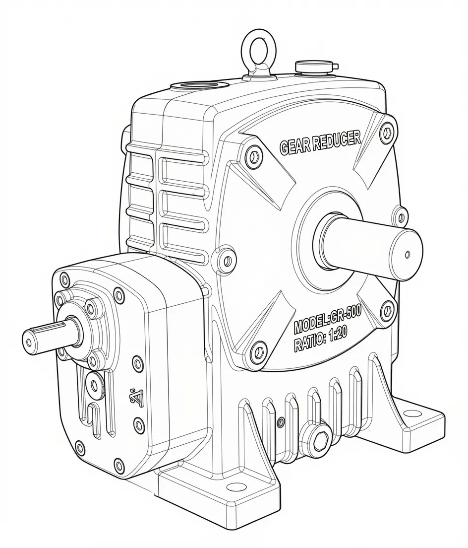 FA Series dimensional drawing with flange output detail