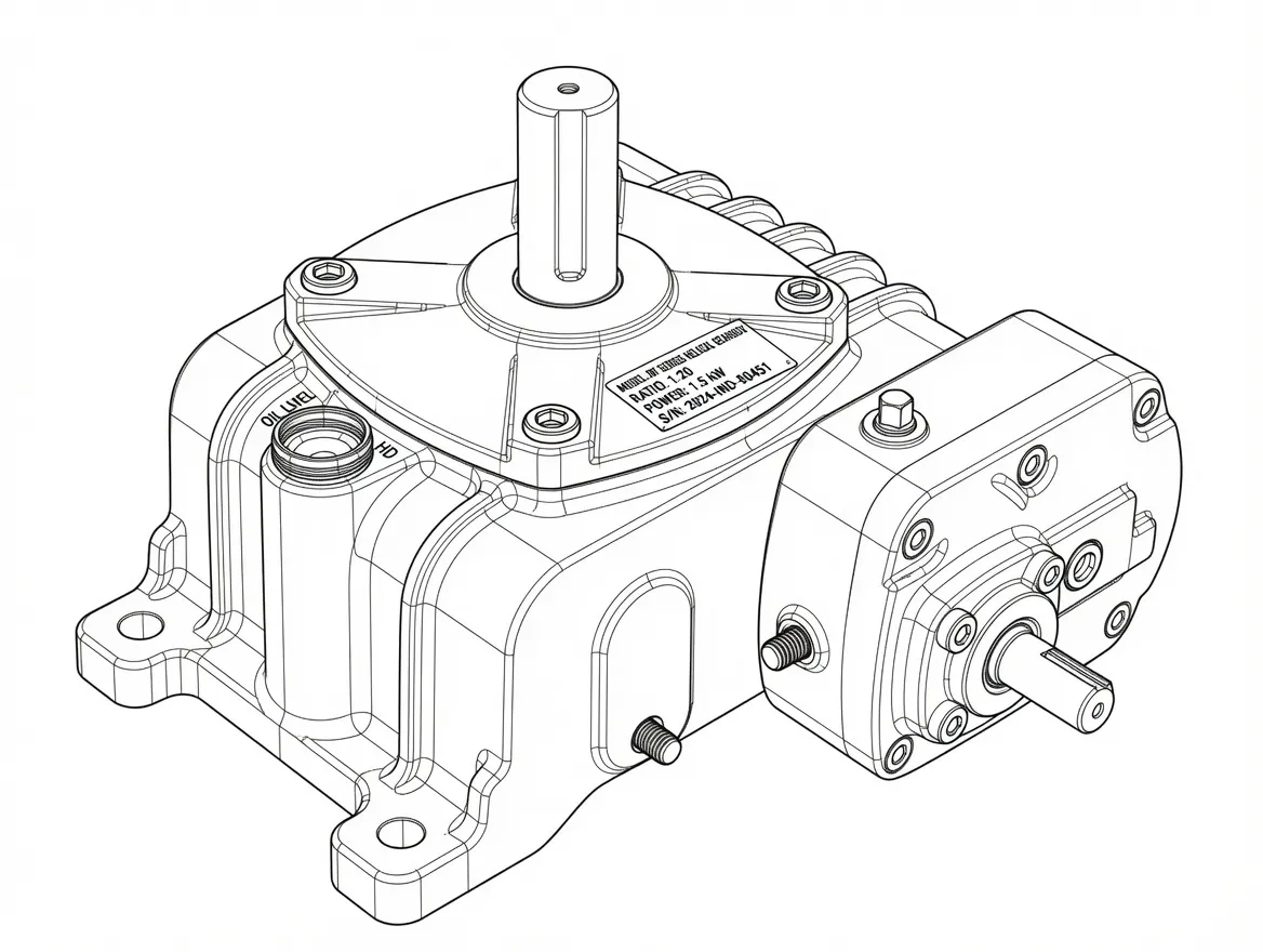 FO Series dimensional drawing with vertical flange output